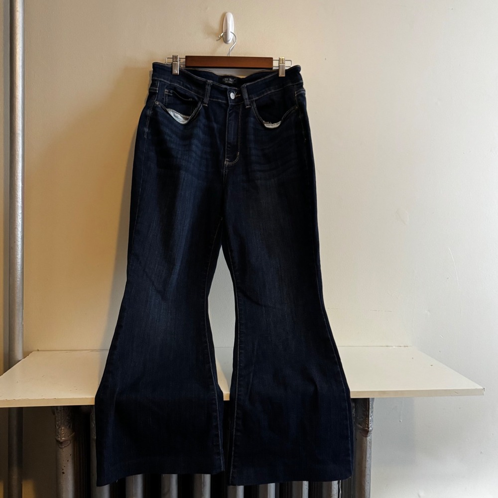Judy Blue Women 14W Dark Wash Flare Jeans High Rise Denim